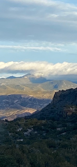 distant view with blue sky and clouds